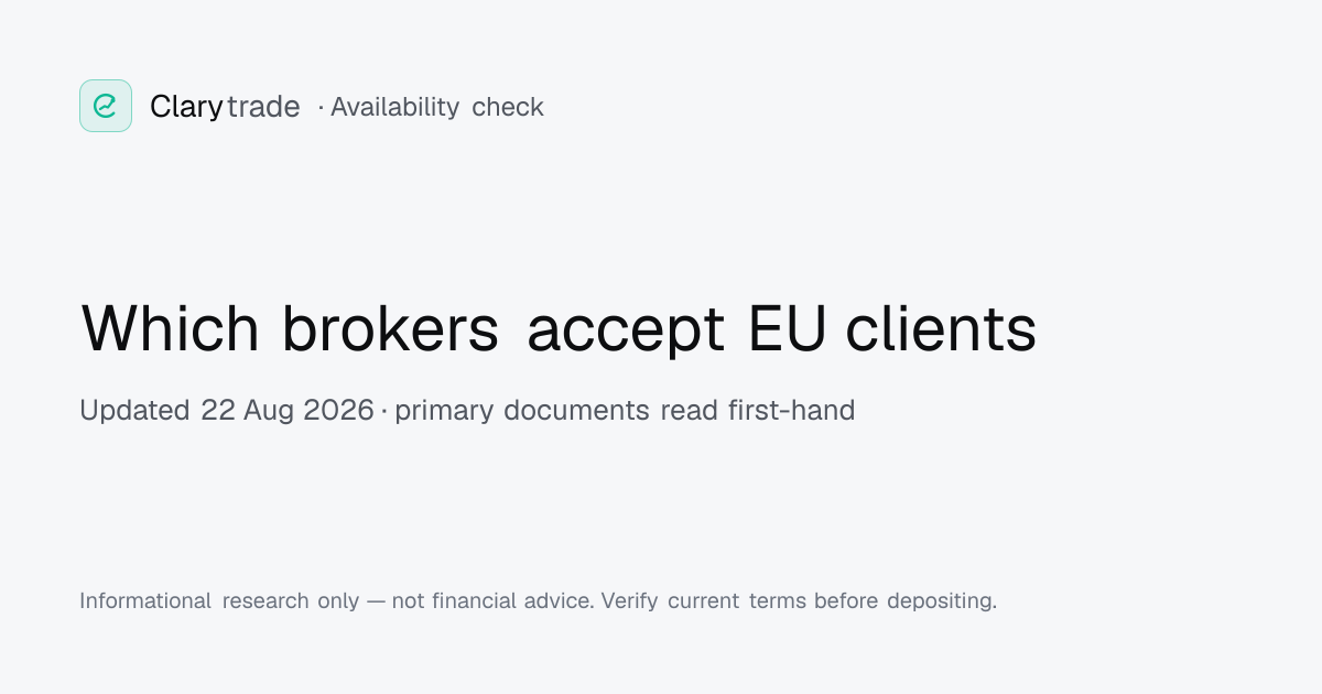 Which Brokers Accept EU Clients (2026) · Clarytrade
